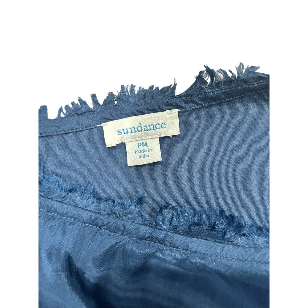 Sundance Parlor Blooms Float Blouse Size Petite Medium Oasis Blue Embroidered - Picture 7 of 7